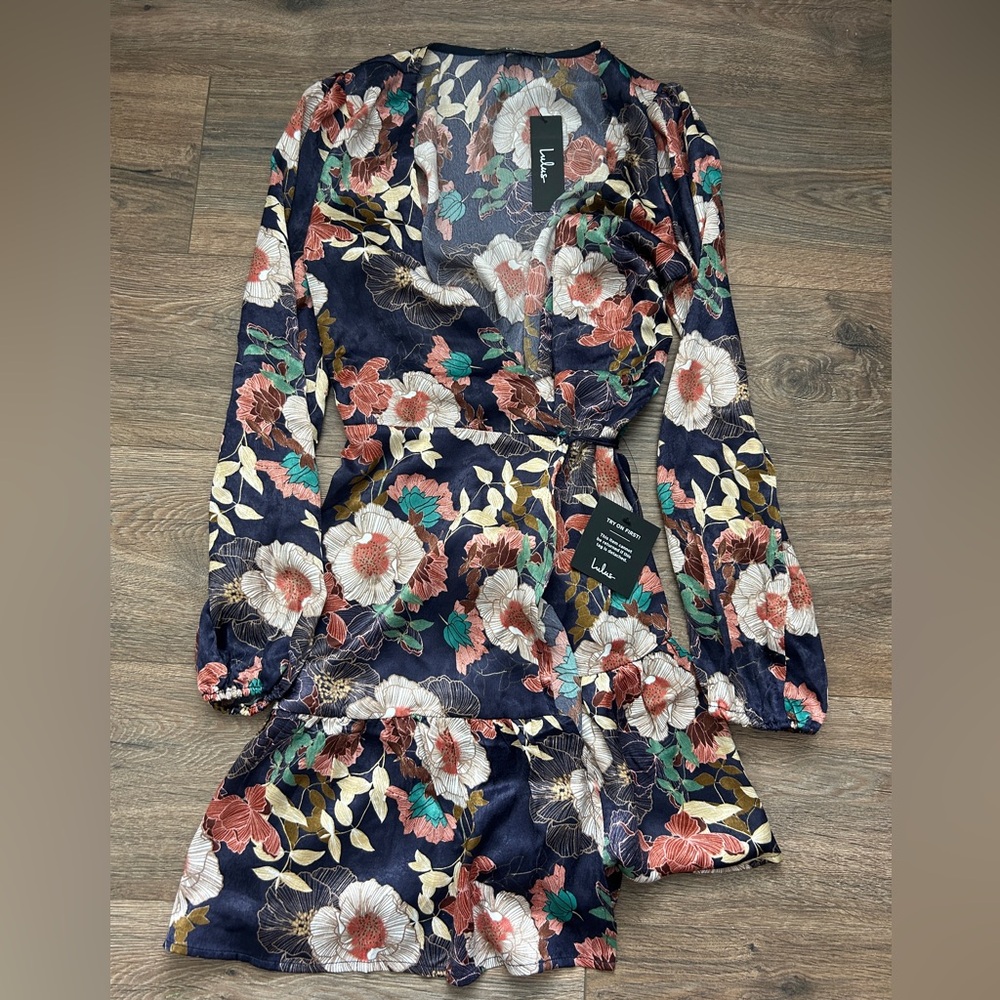 Lulu's Blue Floral Sleeve Dress